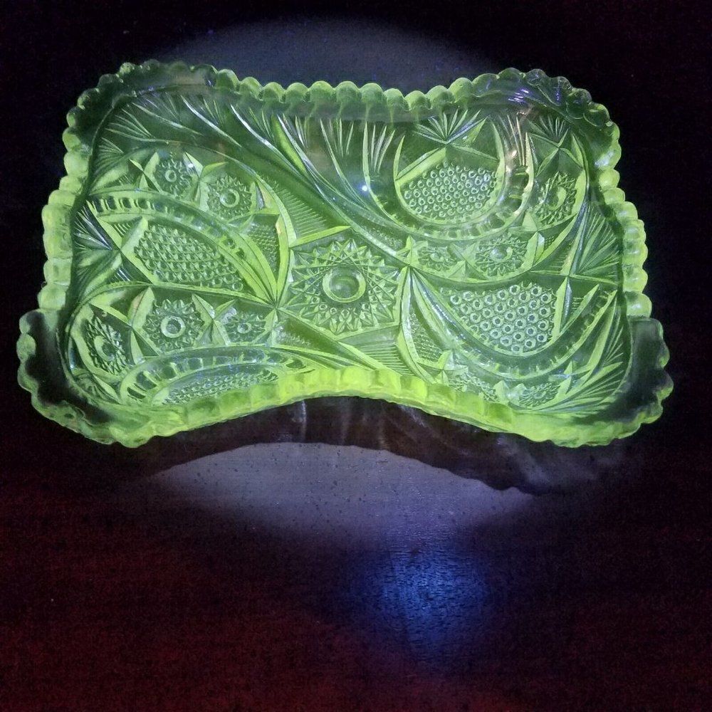 EAPGS Manganese Crystal Candy Dish No 542 [Arches and Hobstars Dish] Rare Shape